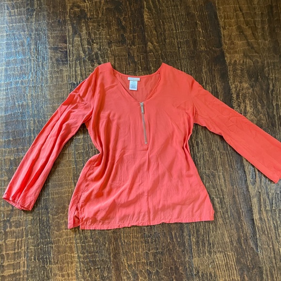 Michael Kors Tops | Michael Kors Coral Zipper Blouse - Picture 10 of 15